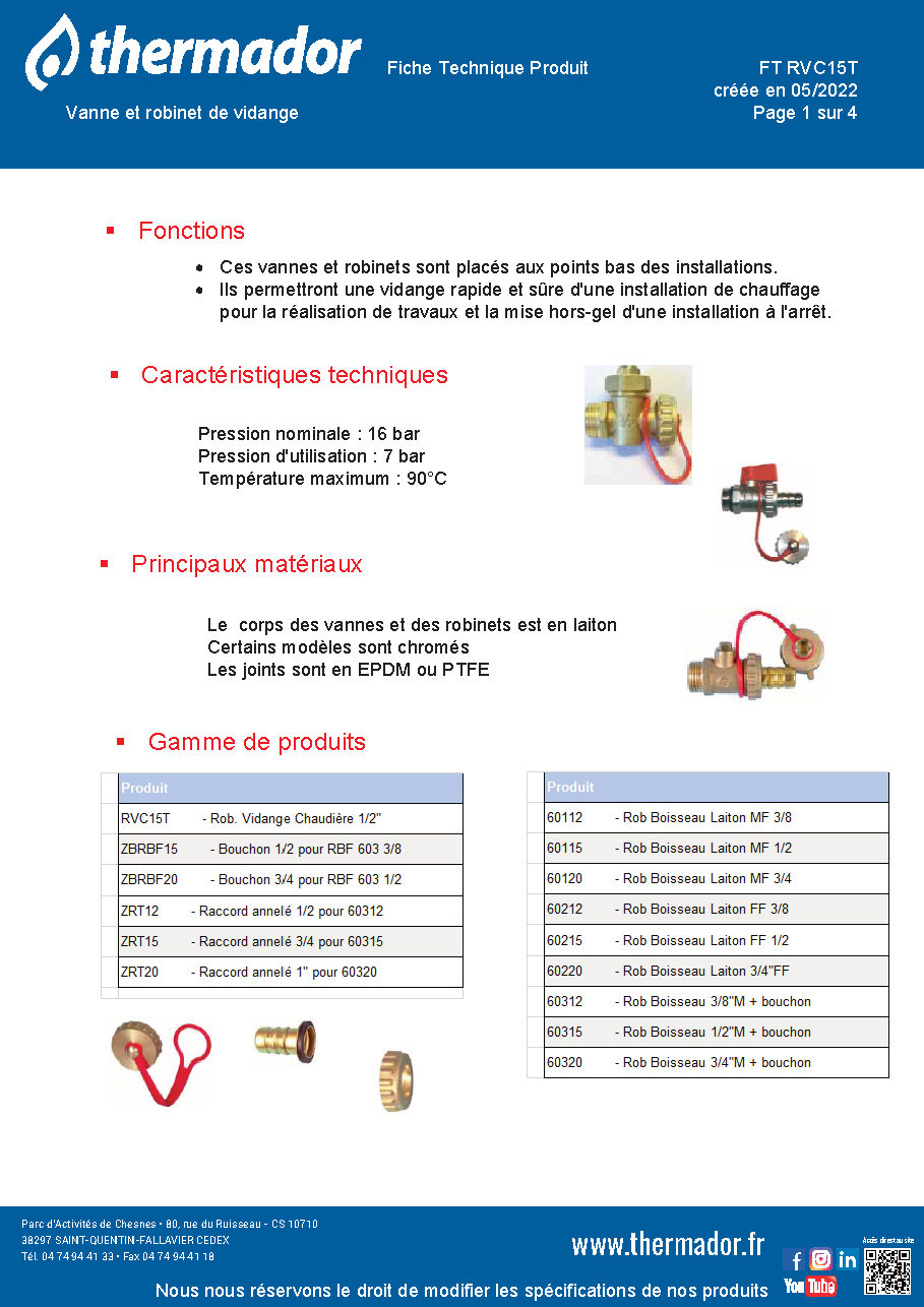 Fiche technique fournisseur