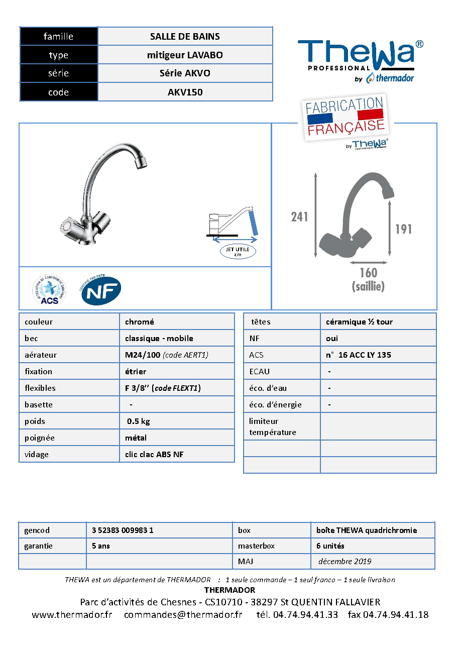 Fiche technique fournisseur