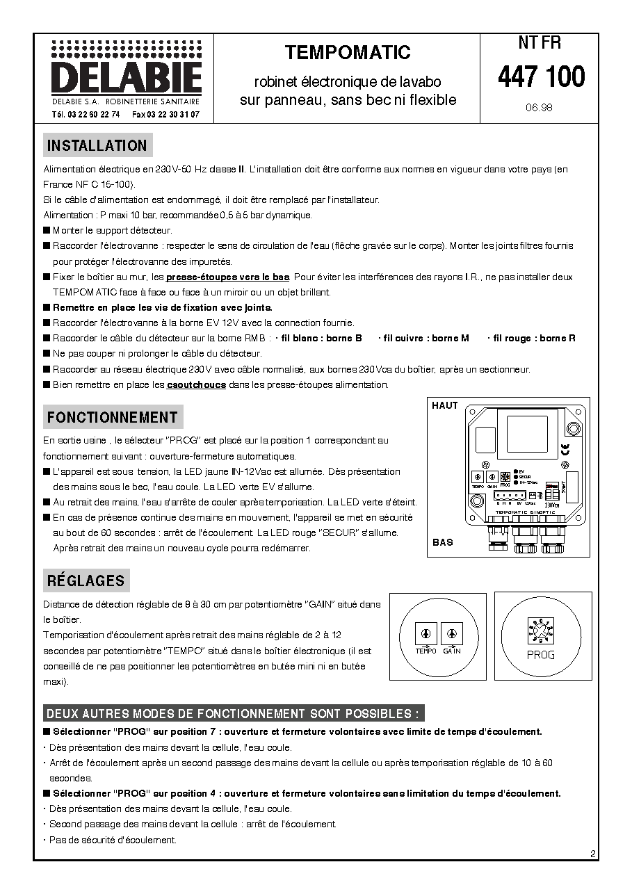 Fiche technique fournisseur