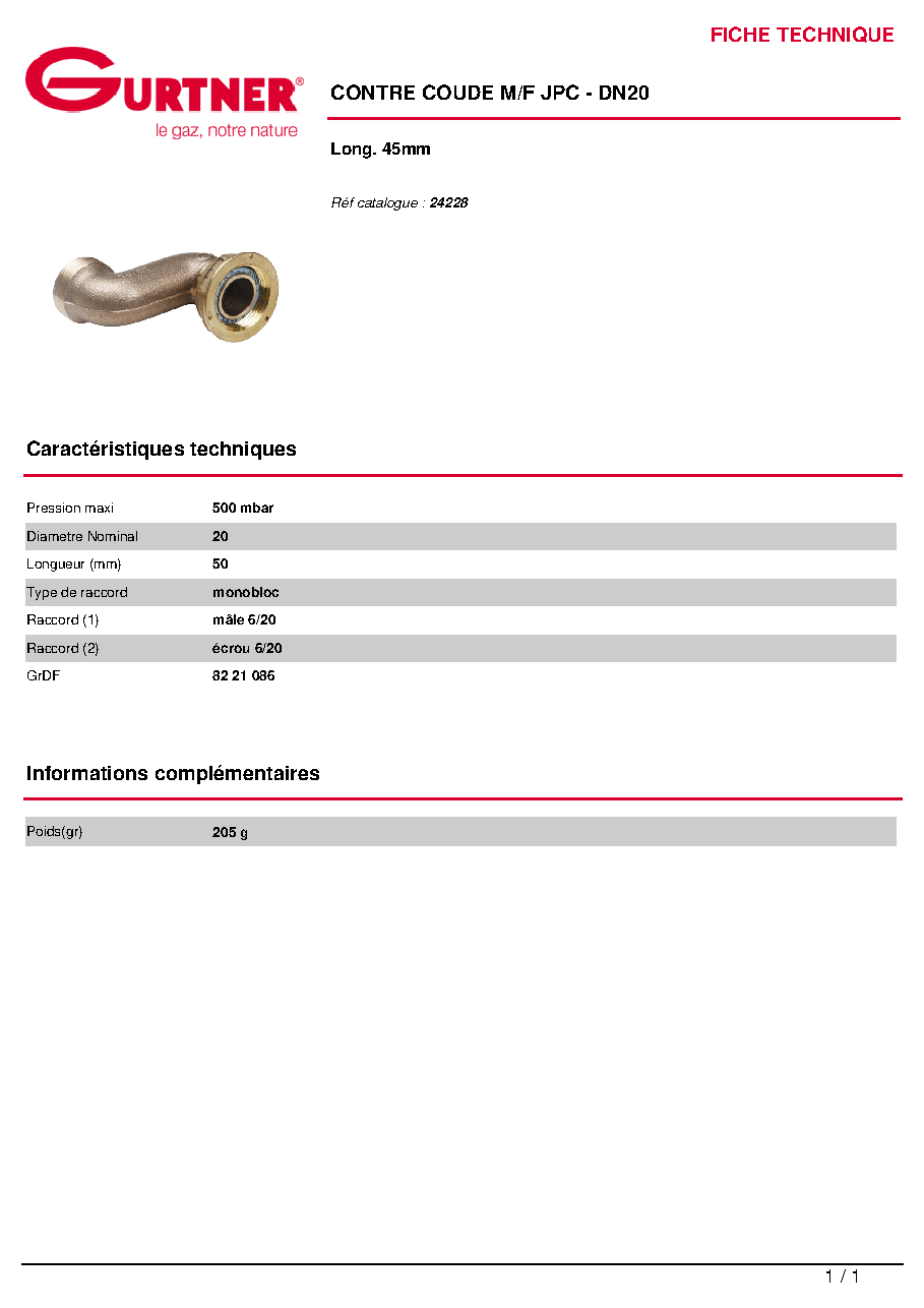 Fiche technique fournisseur