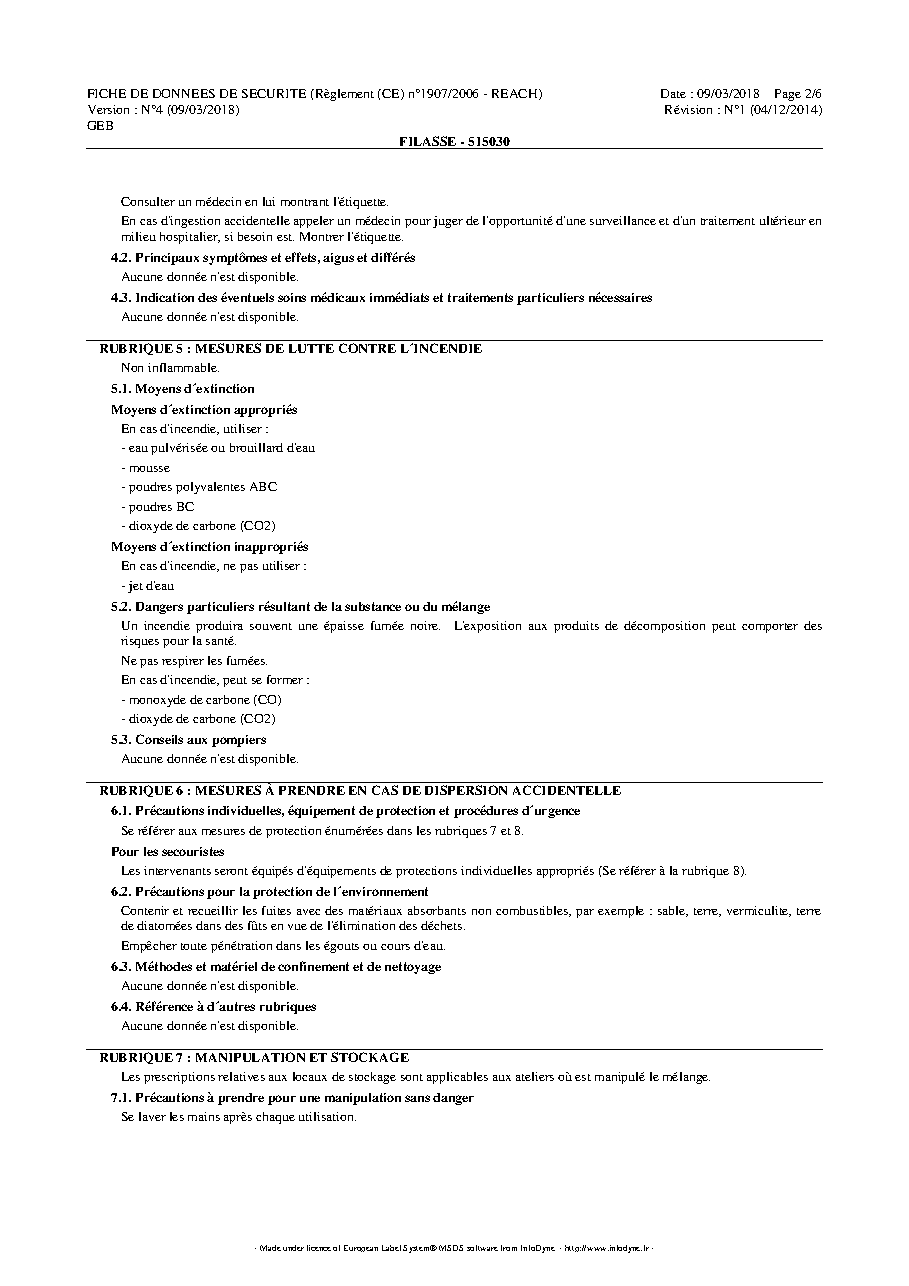 Fiche technique fournisseur