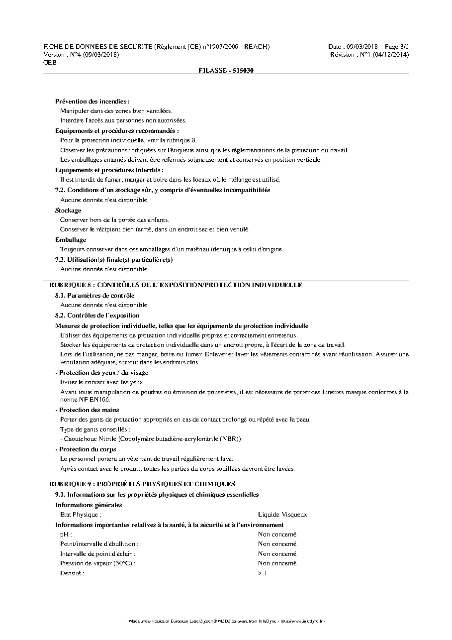 Fiche technique fournisseur