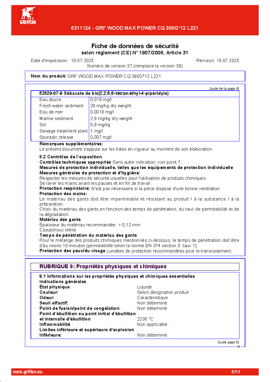 Fiche technique fournisseur