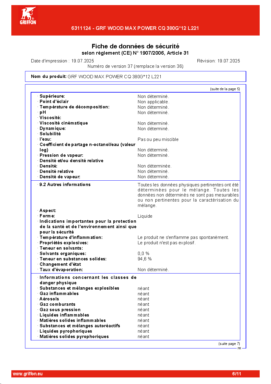 Fiche technique fournisseur