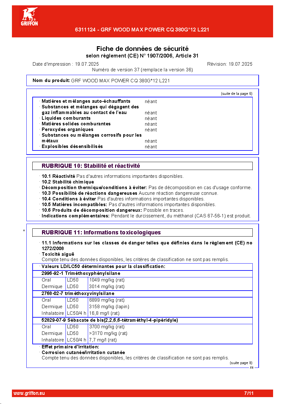 Fiche technique fournisseur