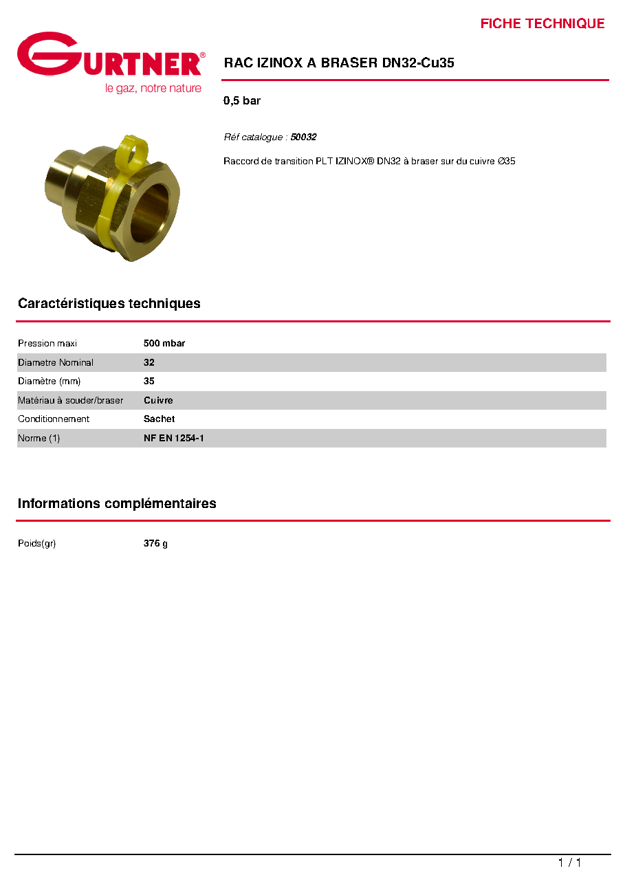 Fiche technique fournisseur