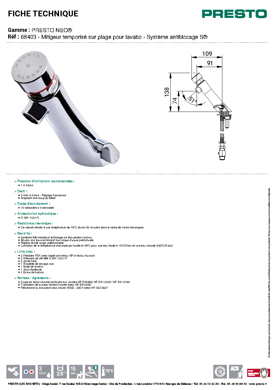 Fiche technique fournisseur