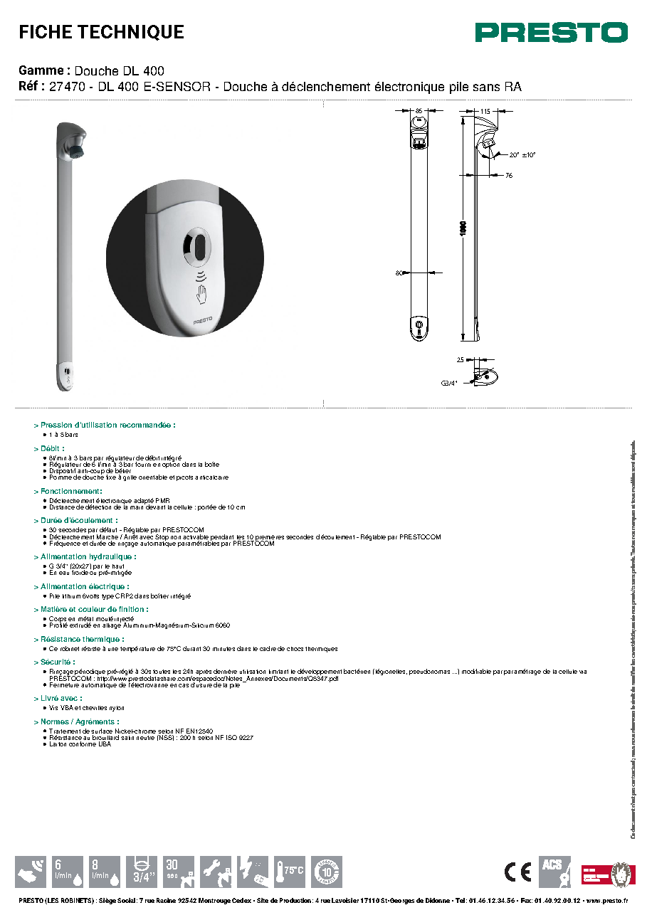 Fiche technique fournisseur