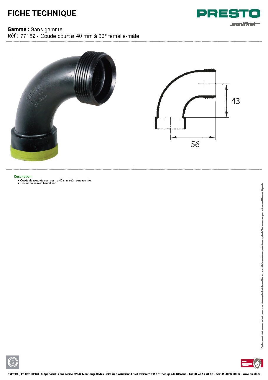 Fiche technique fournisseur