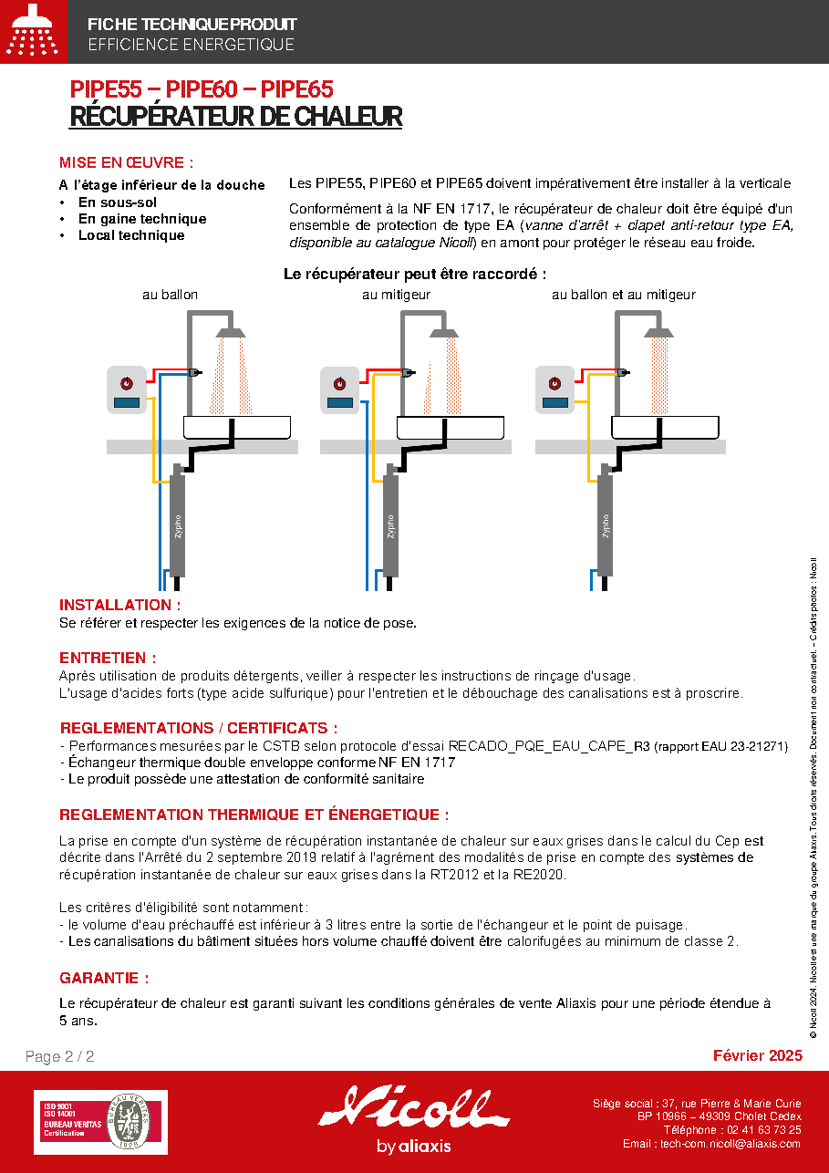 Fiche technique fournisseur