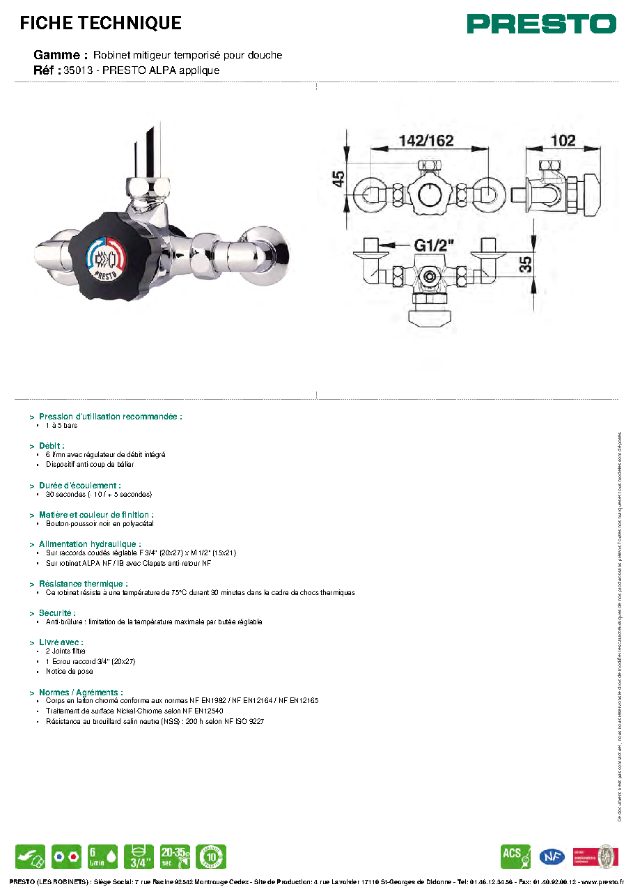 Fiche technique fournisseur