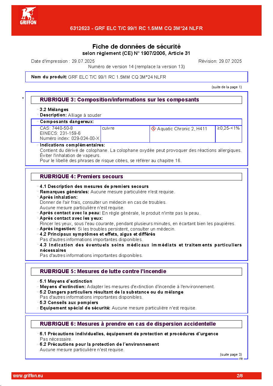 Fiche technique fournisseur