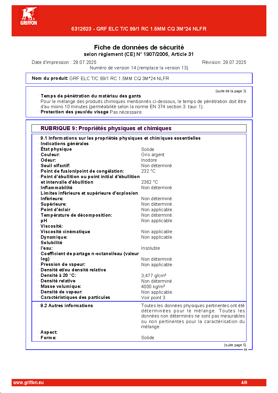 Fiche technique fournisseur