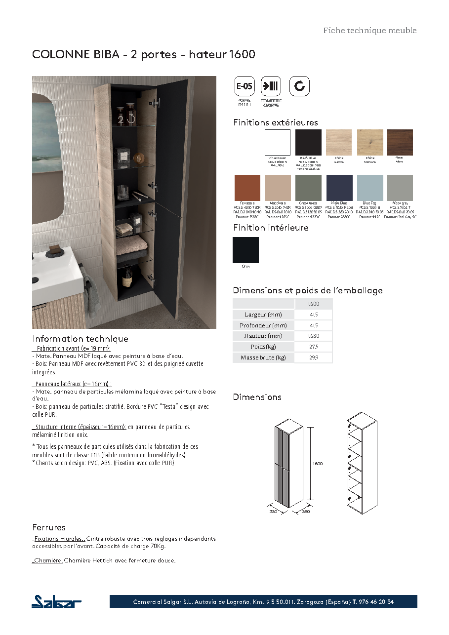 Fiche technique fournisseur