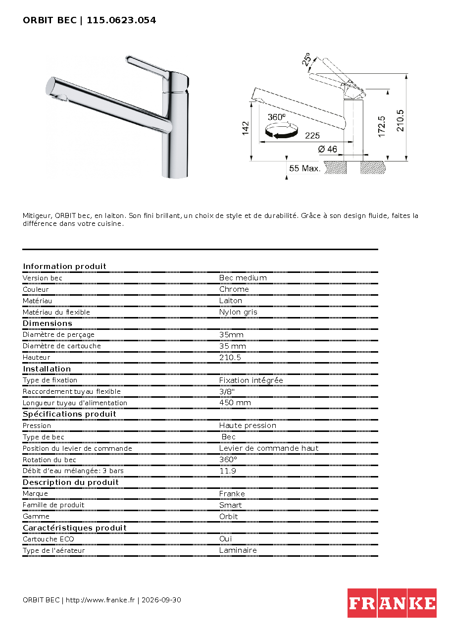 Fiche technique fournisseur