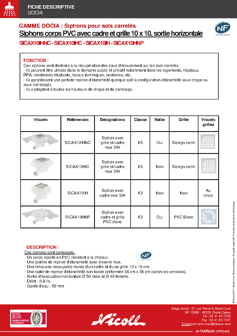 Fiche technique fournisseur