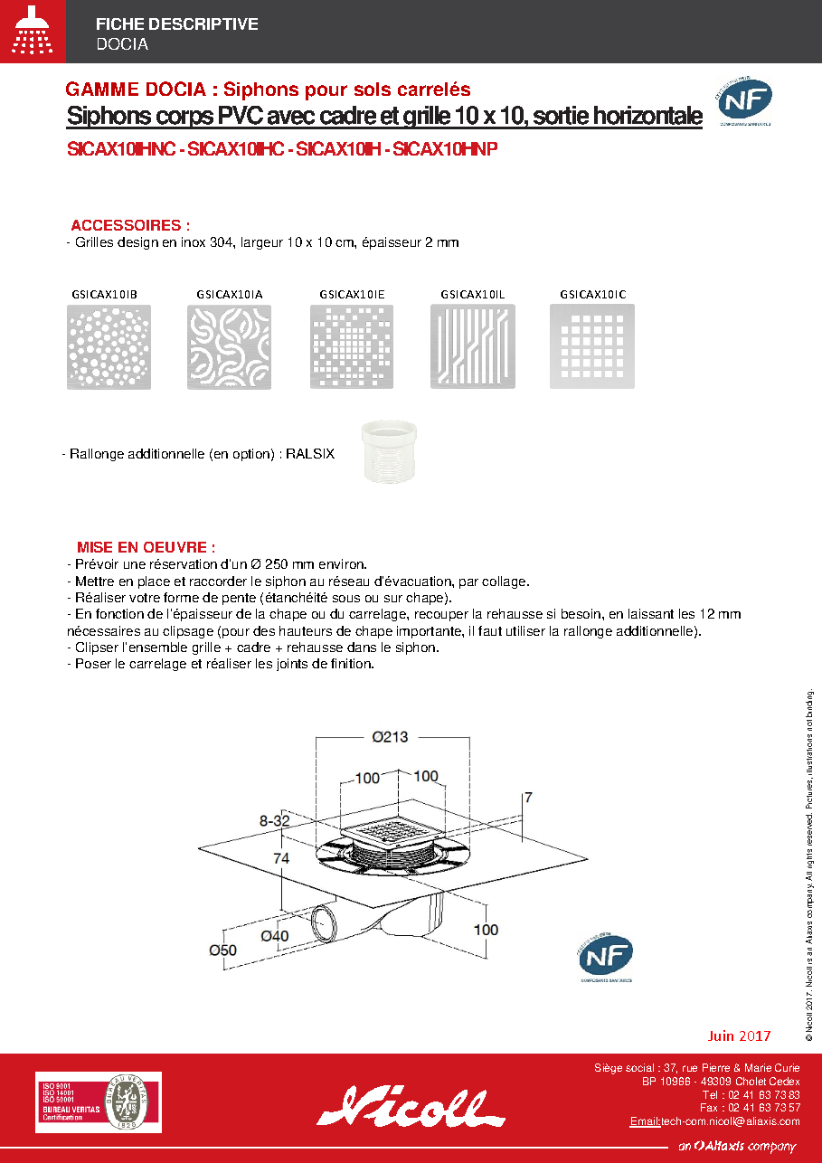 Fiche technique fournisseur