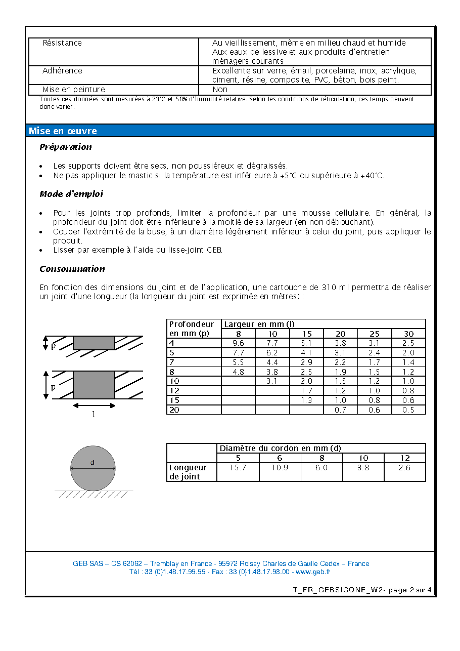 Fiche technique fournisseur