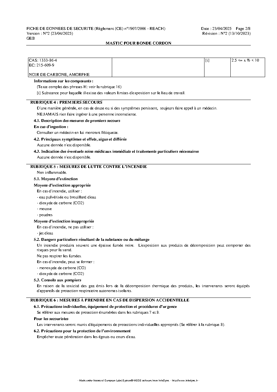 Fiche technique fournisseur