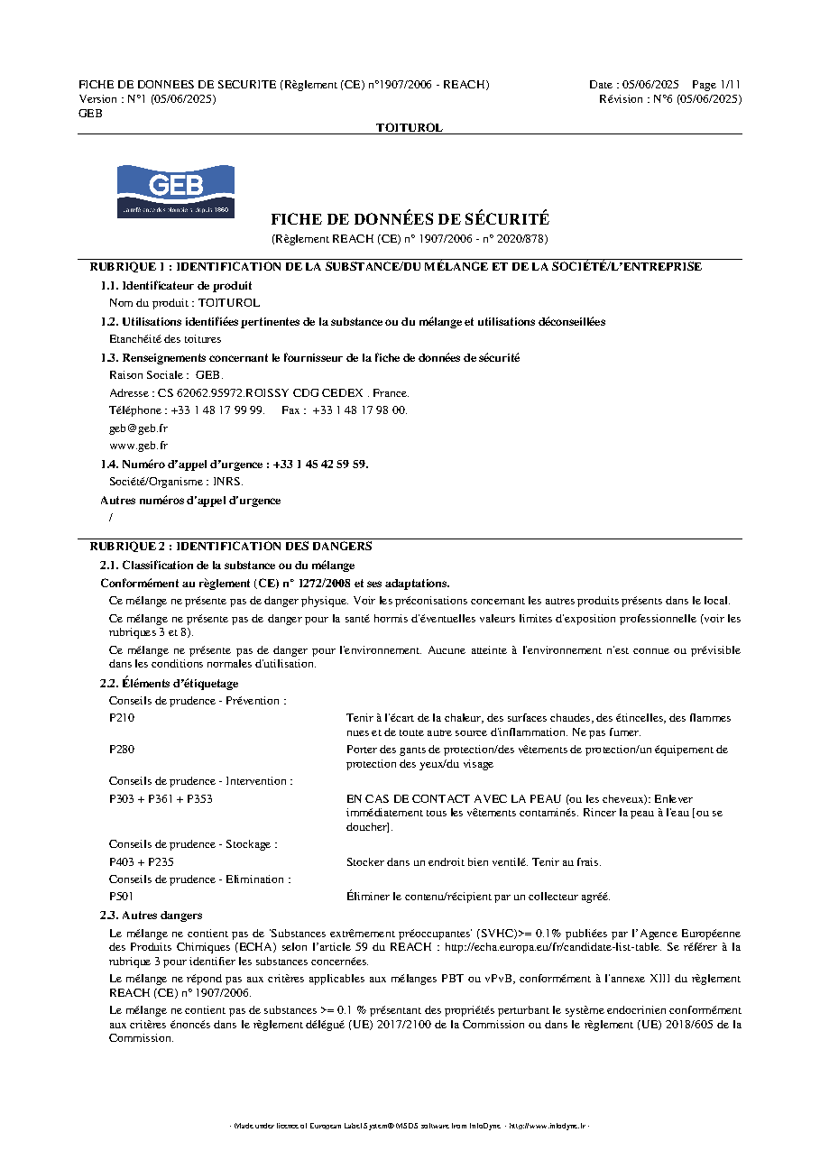 Fiche technique fournisseur