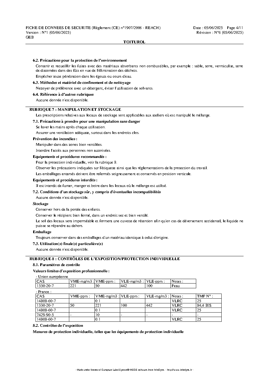 Fiche technique fournisseur