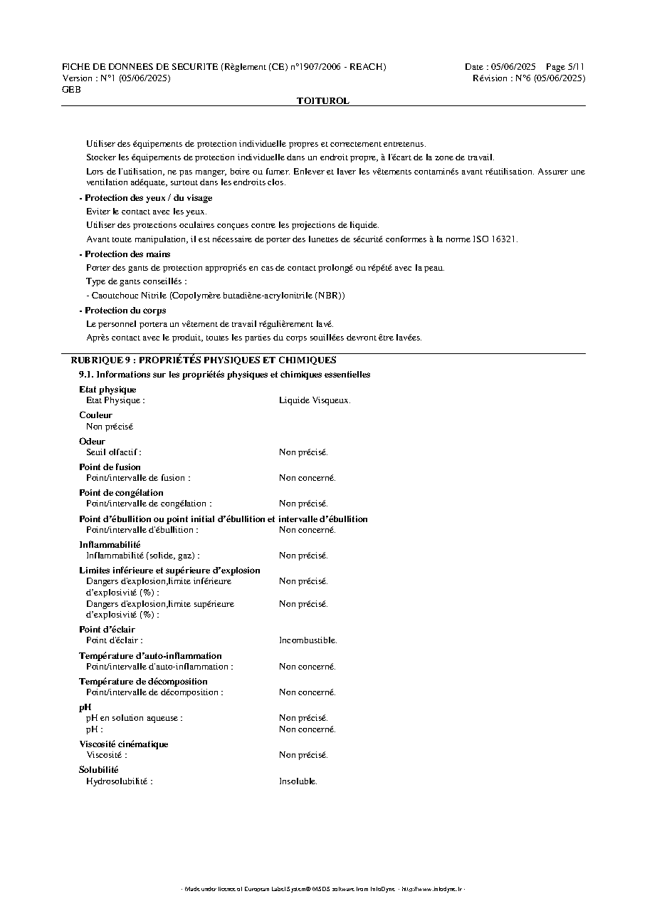 Fiche technique fournisseur