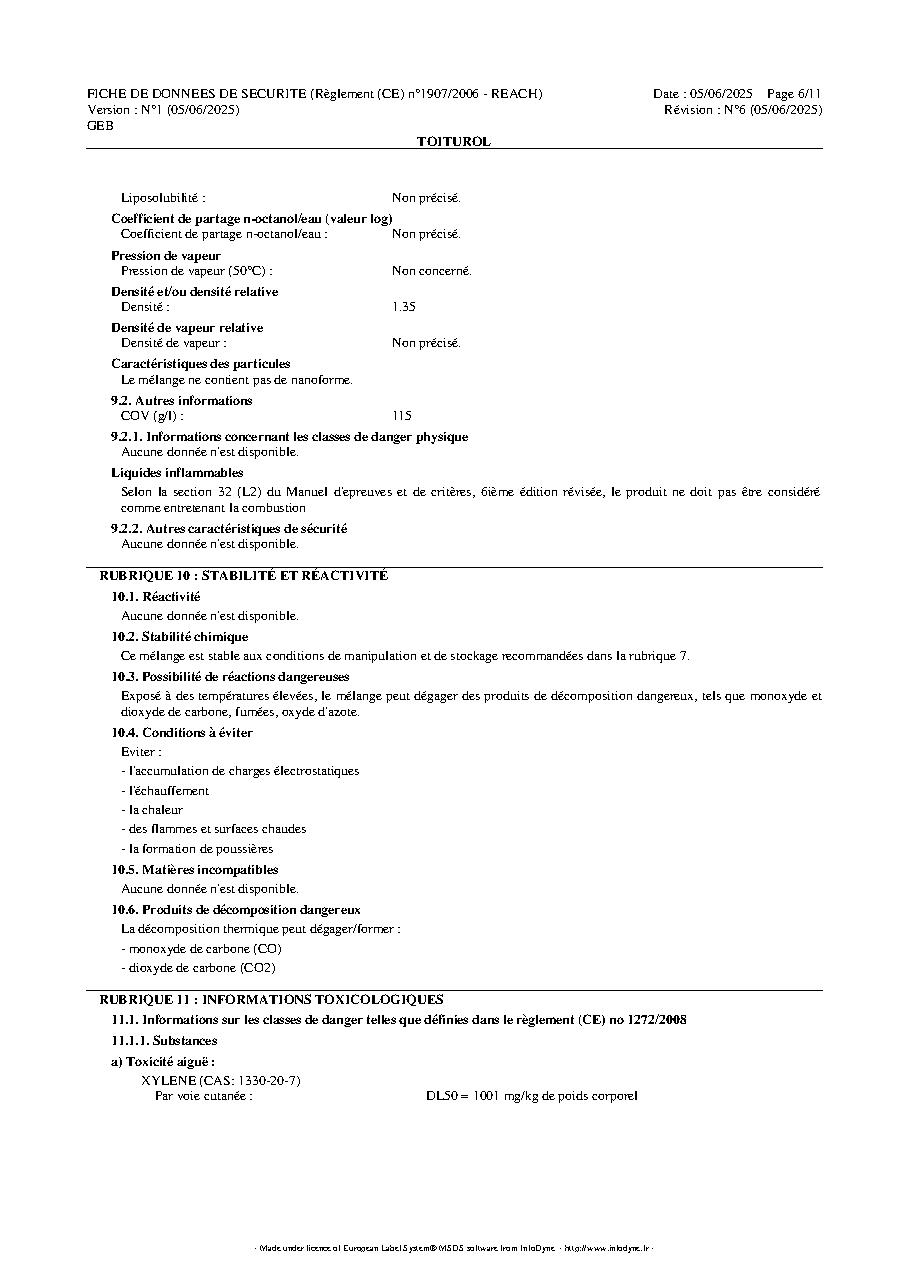 Fiche technique fournisseur