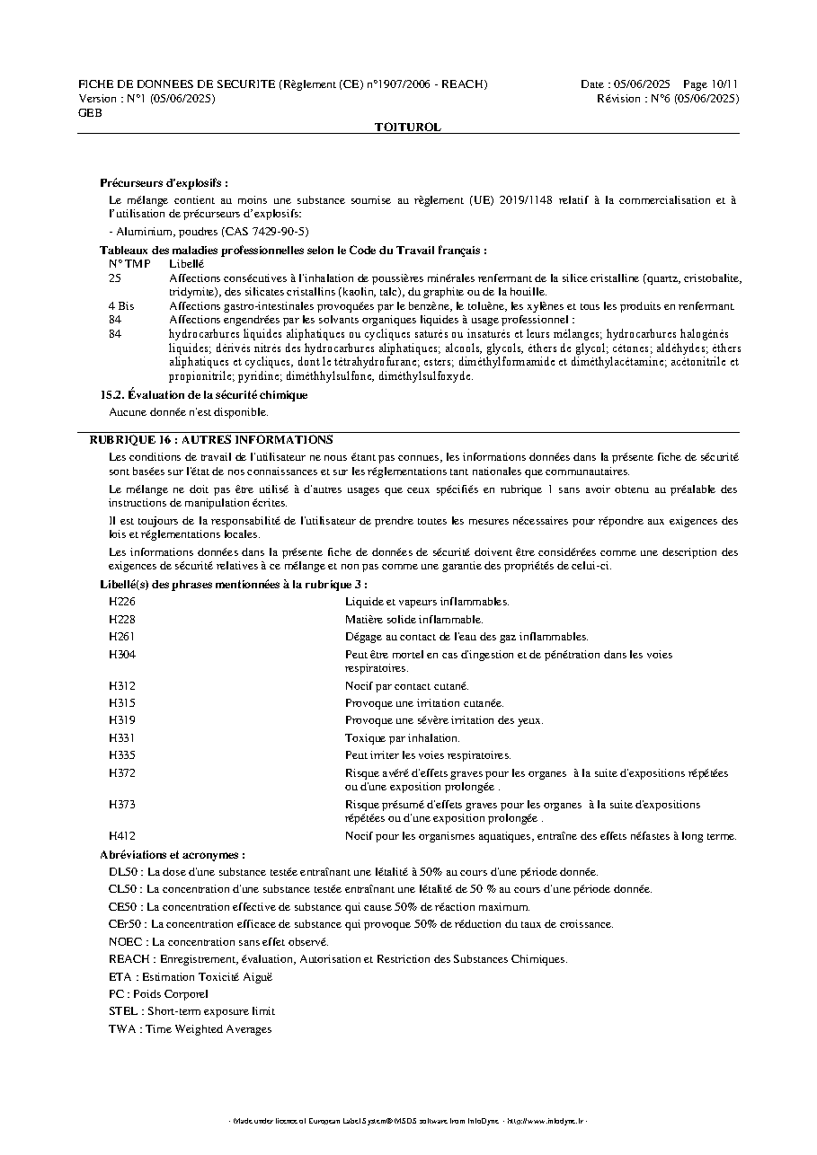 Fiche technique fournisseur
