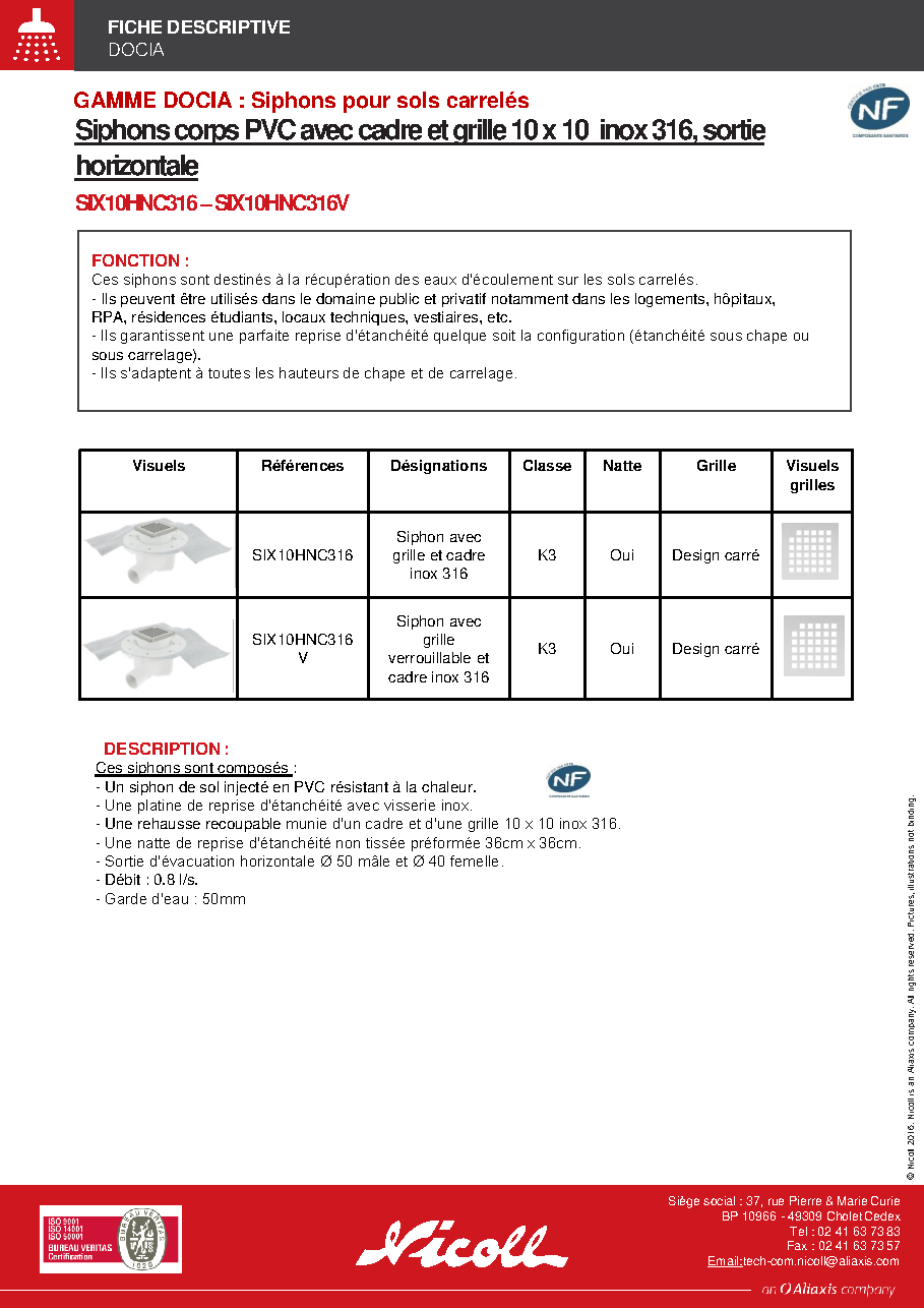 Fiche technique fournisseur