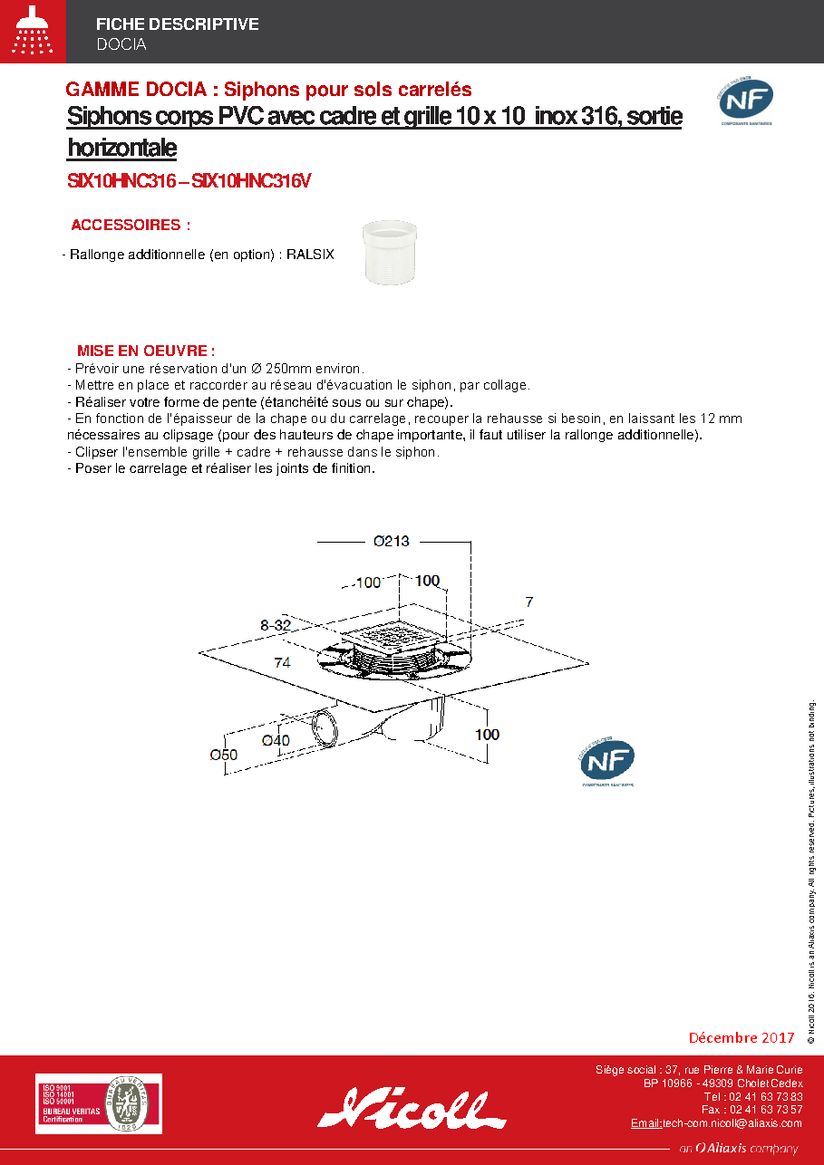 Fiche technique fournisseur