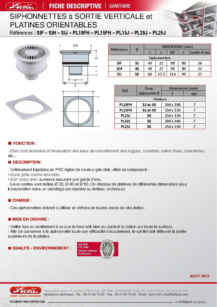 Fiche technique fournisseur