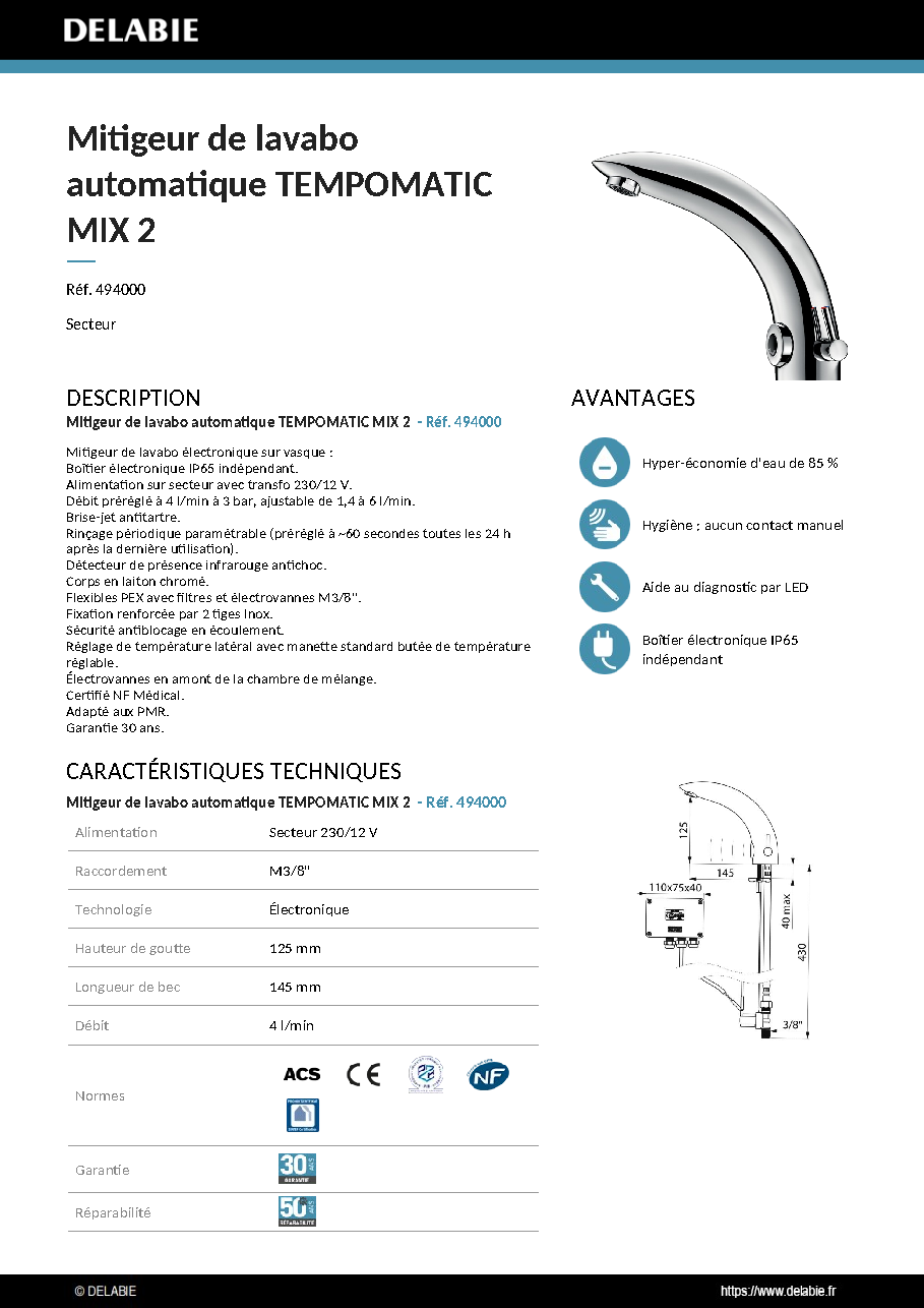 Fiche technique fournisseur
