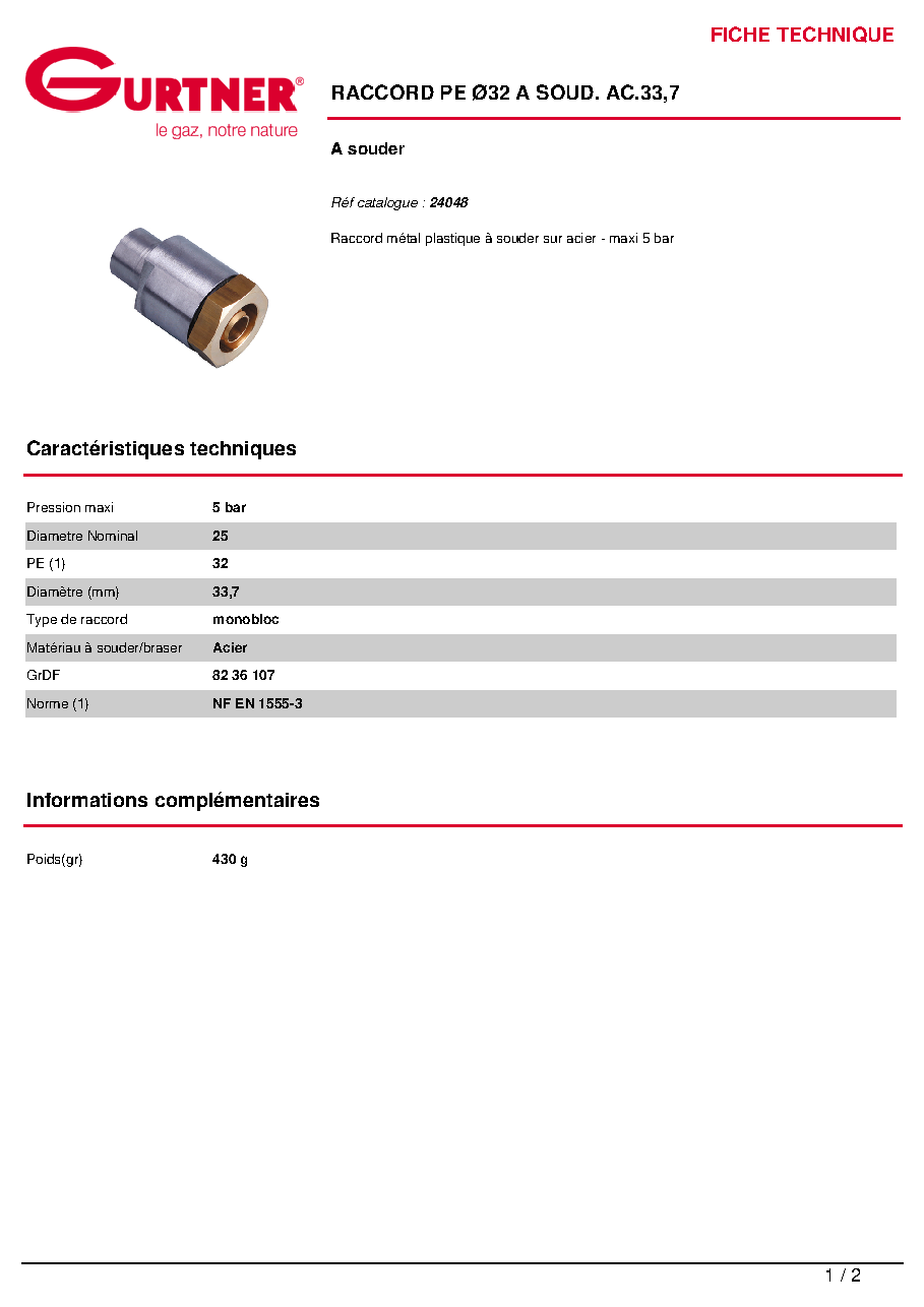 Fiche technique fournisseur