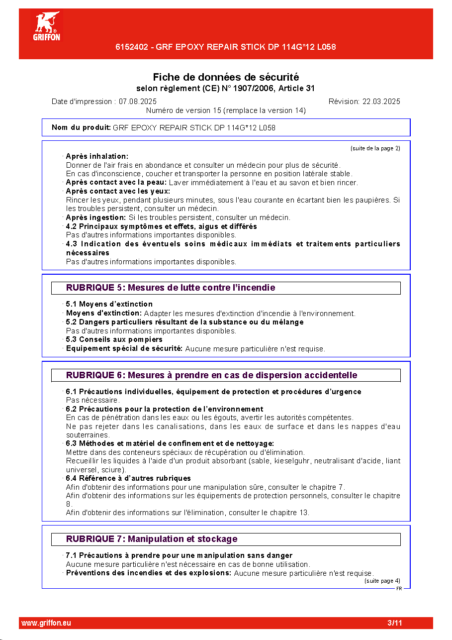 Fiche technique fournisseur