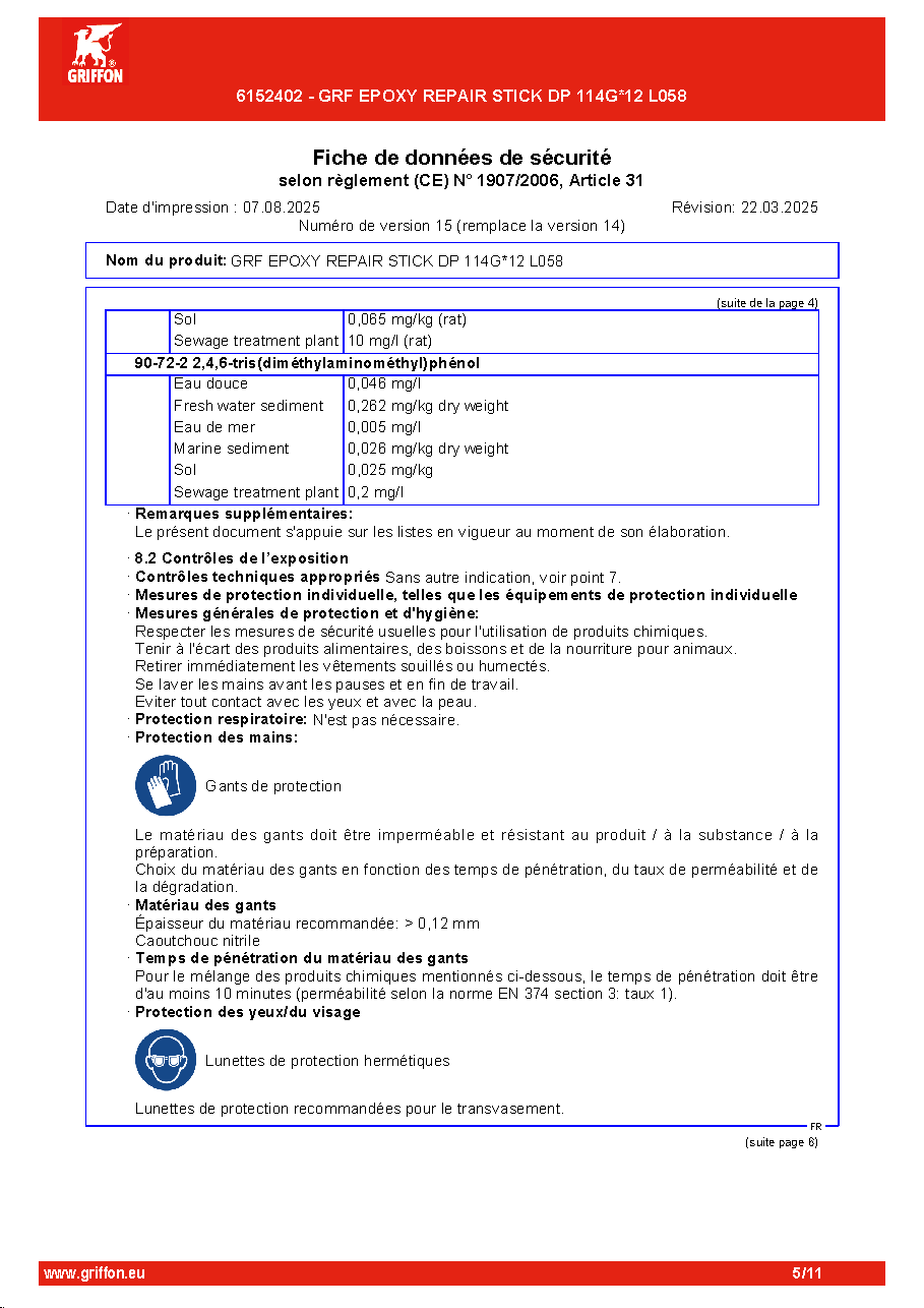 Fiche technique fournisseur