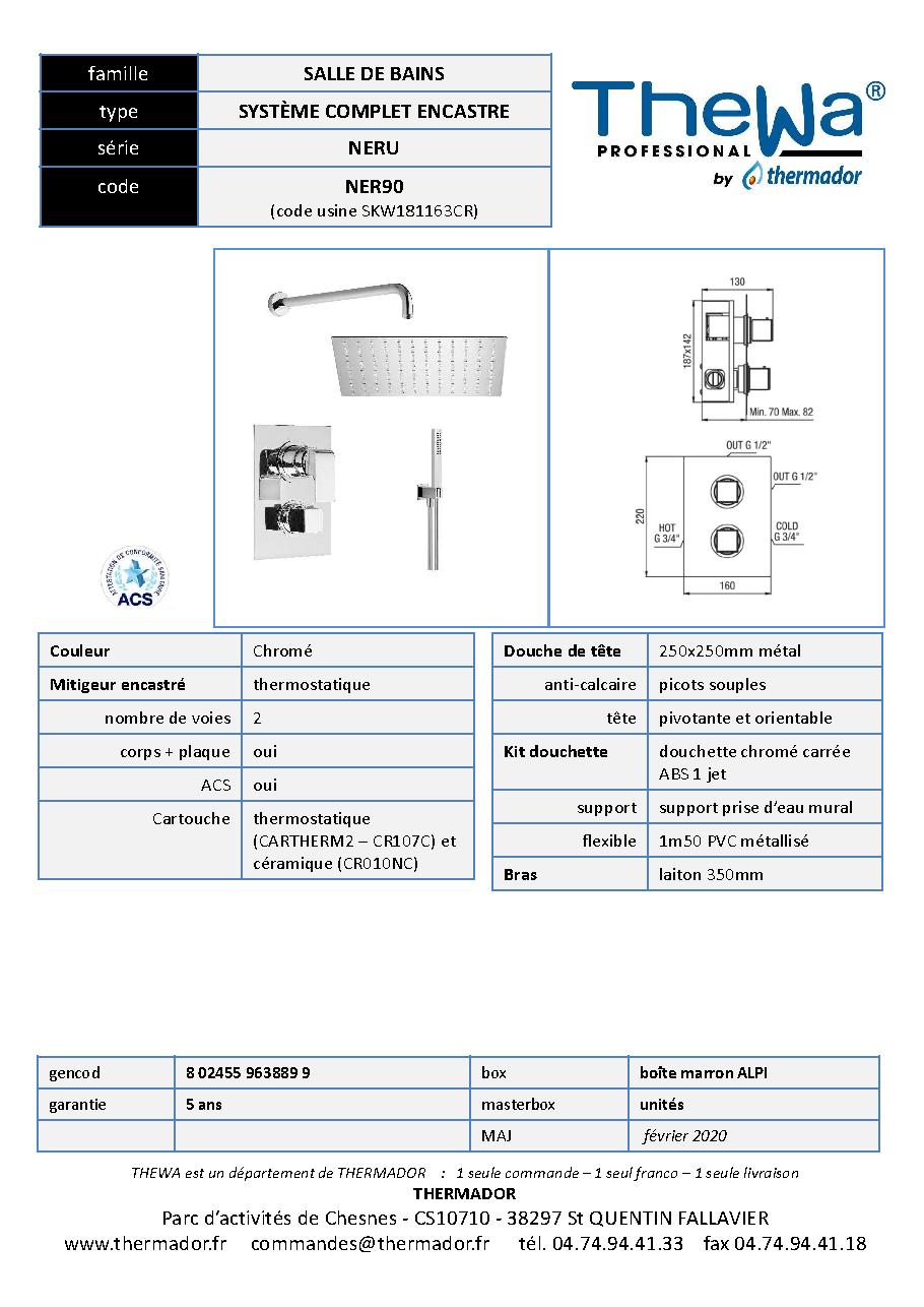 Fiche technique fournisseur
