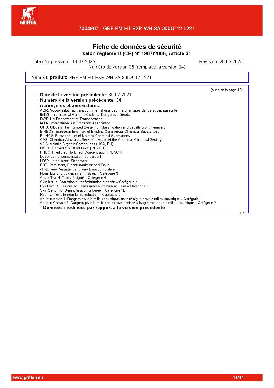 Fiche technique fournisseur