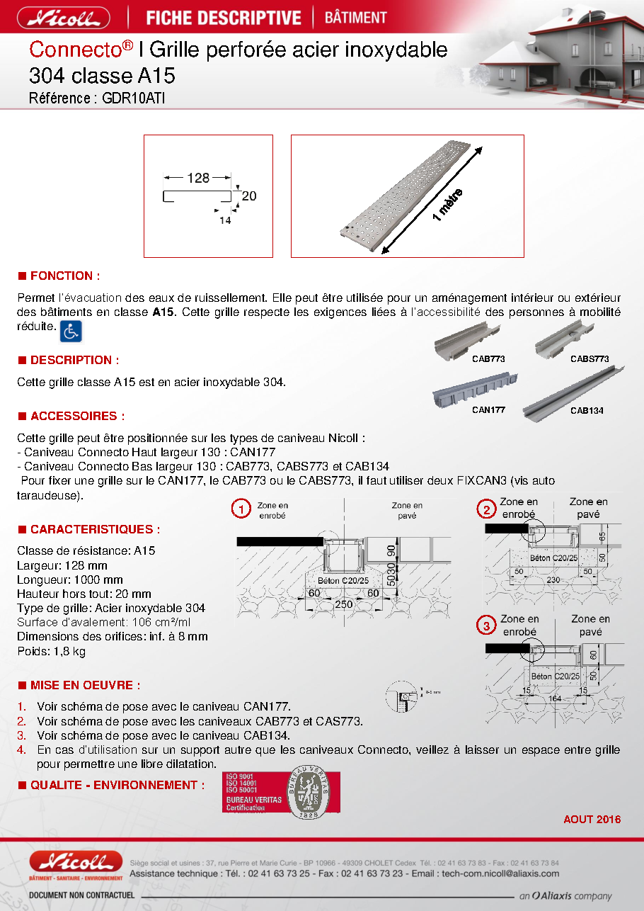 Fiche technique fournisseur