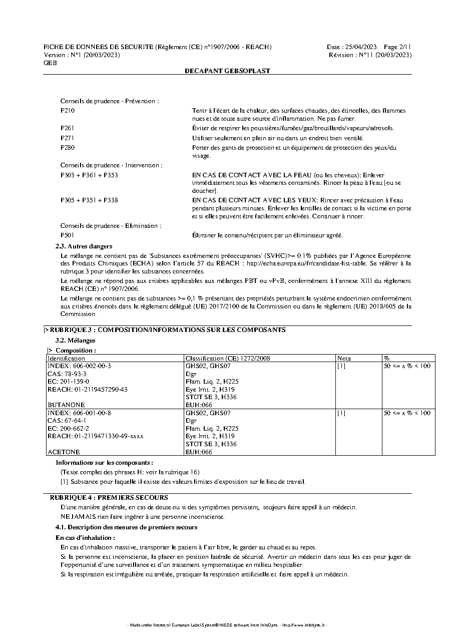 Fiche technique fournisseur