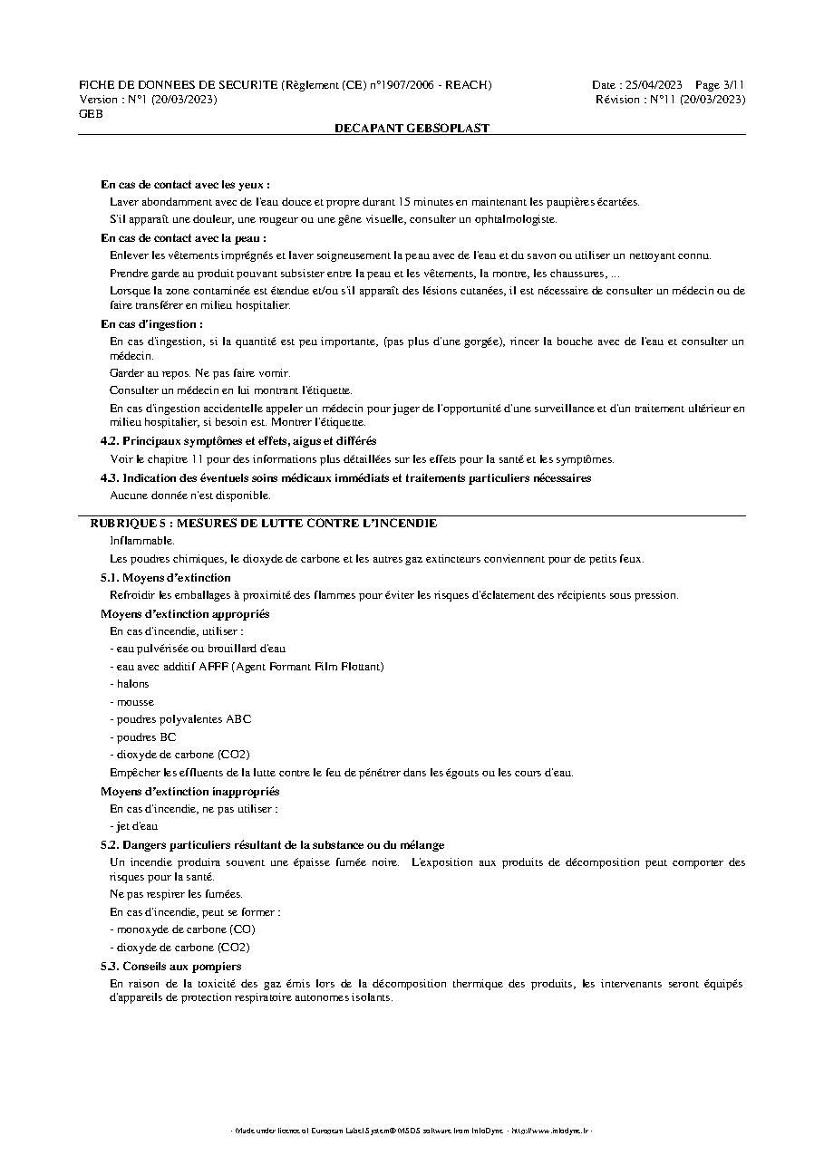 Fiche technique fournisseur