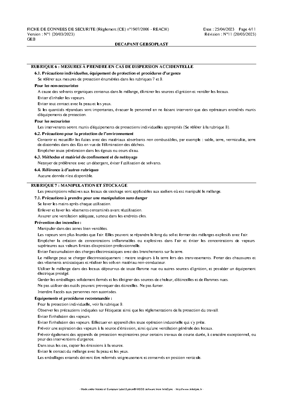 Fiche technique fournisseur