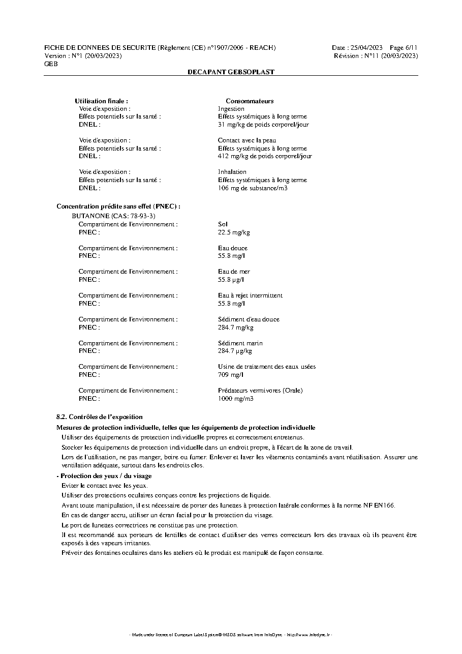 Fiche technique fournisseur