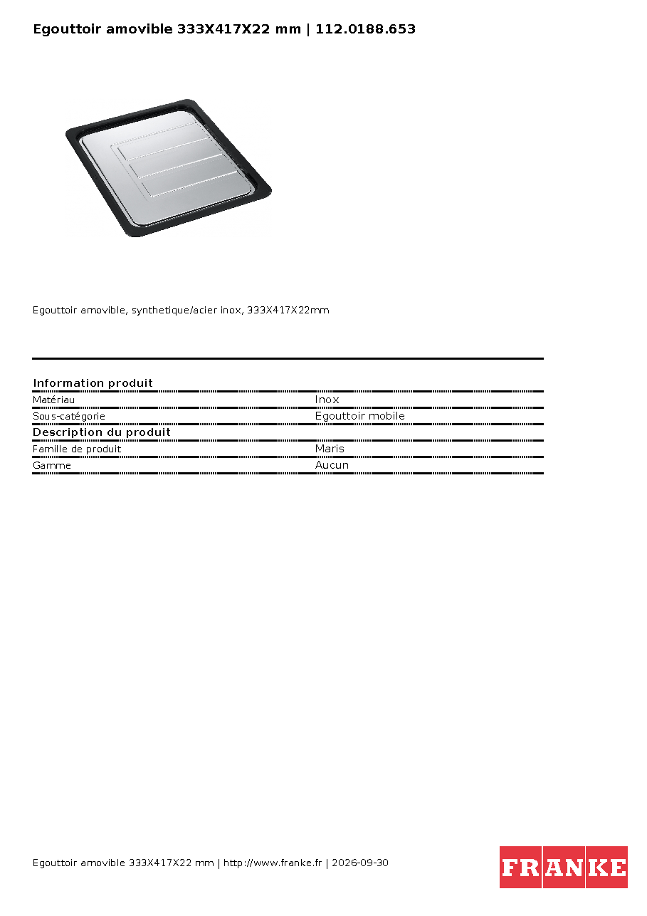 Fiche technique fournisseur
