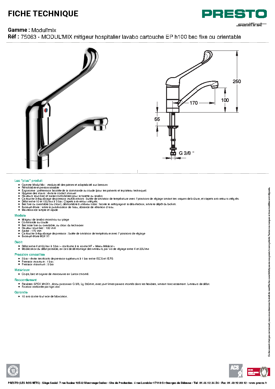 Fiche technique fournisseur