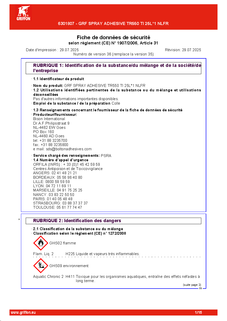 Fiche technique fournisseur