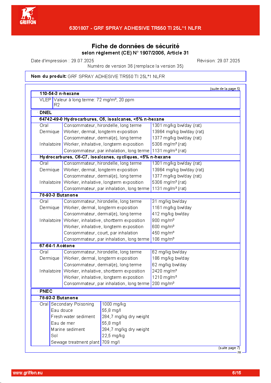 Fiche technique fournisseur