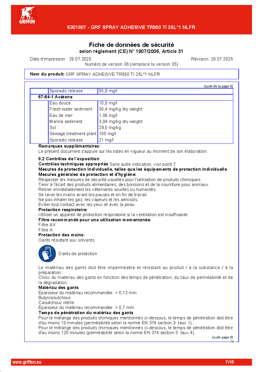 Fiche technique fournisseur