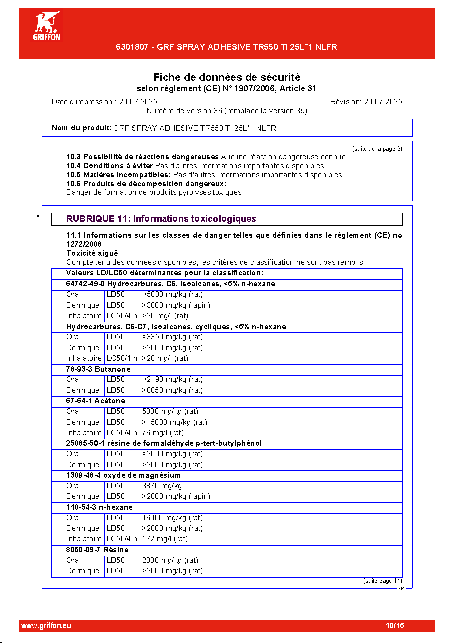 Fiche technique fournisseur