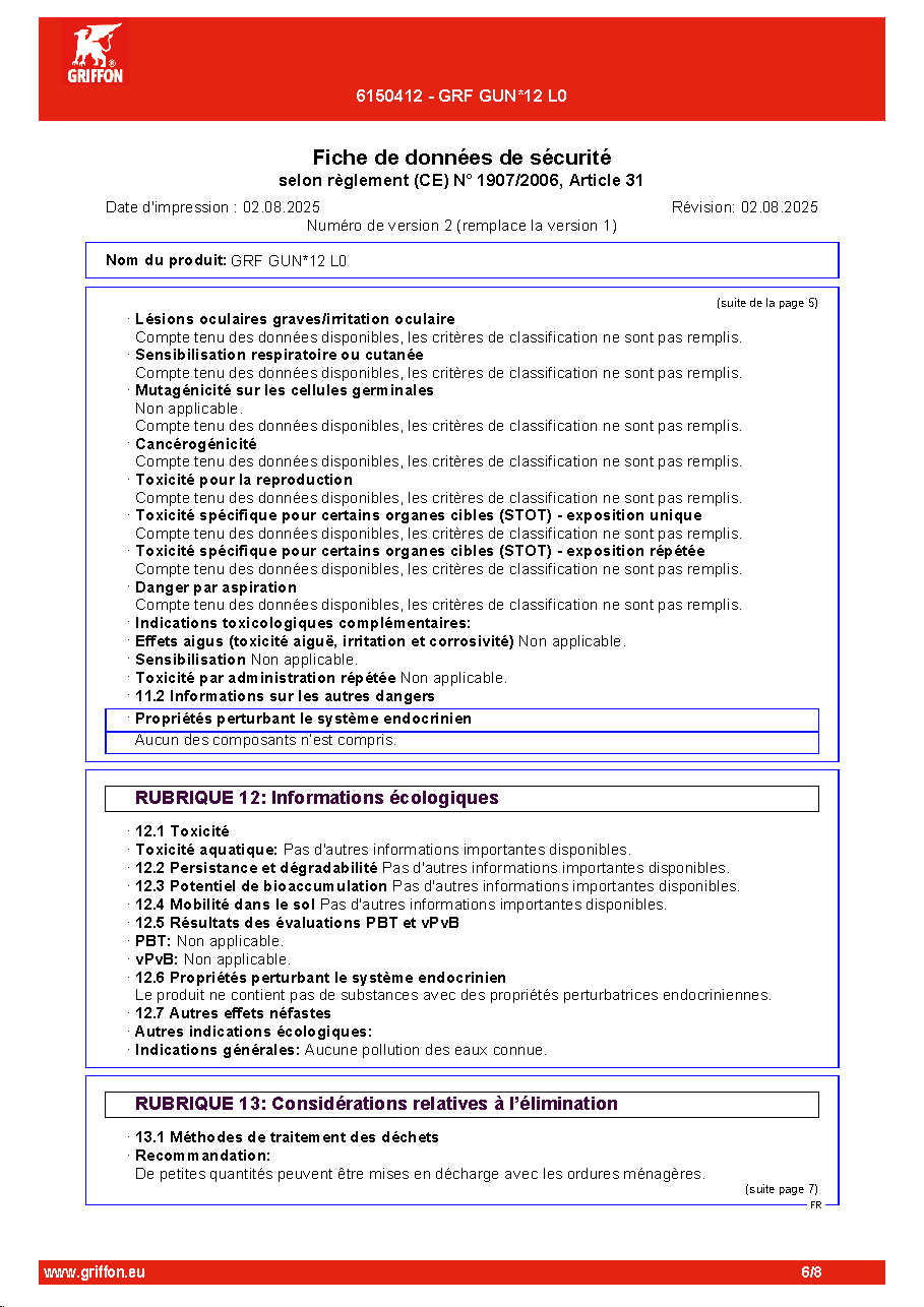 Fiche technique fournisseur