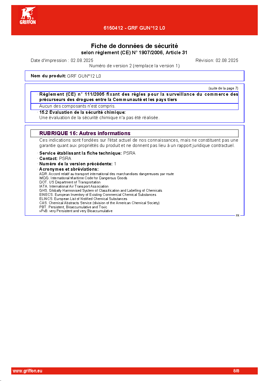 Fiche technique fournisseur
